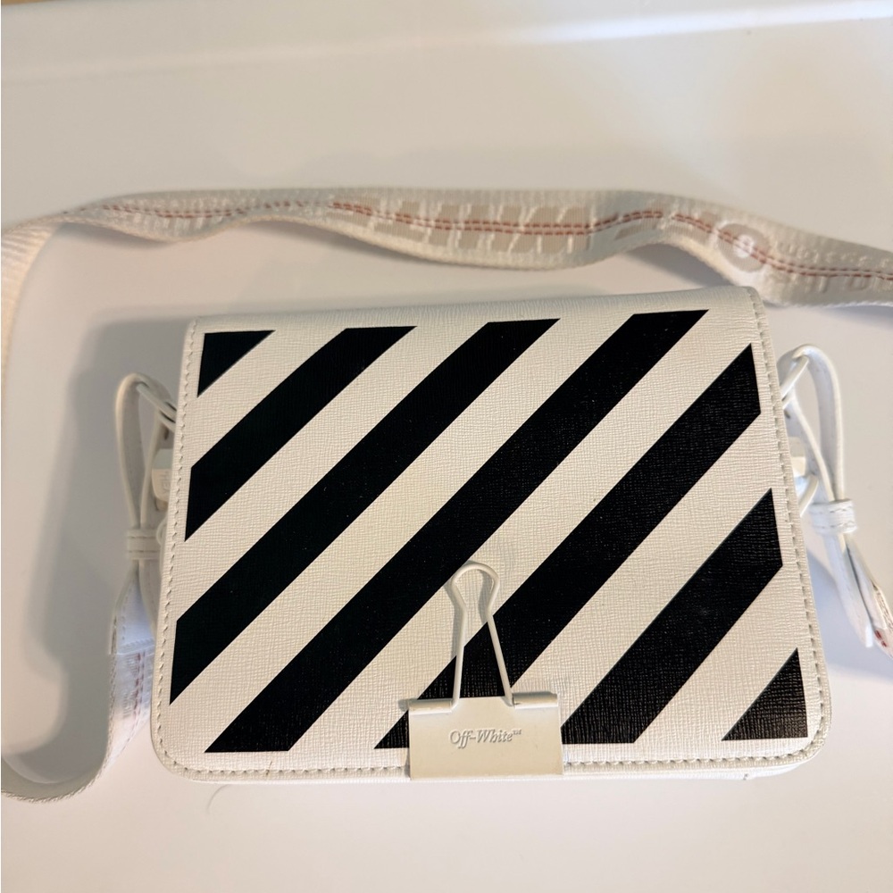 Off-White Diagonal Stripe Crossbody Bag